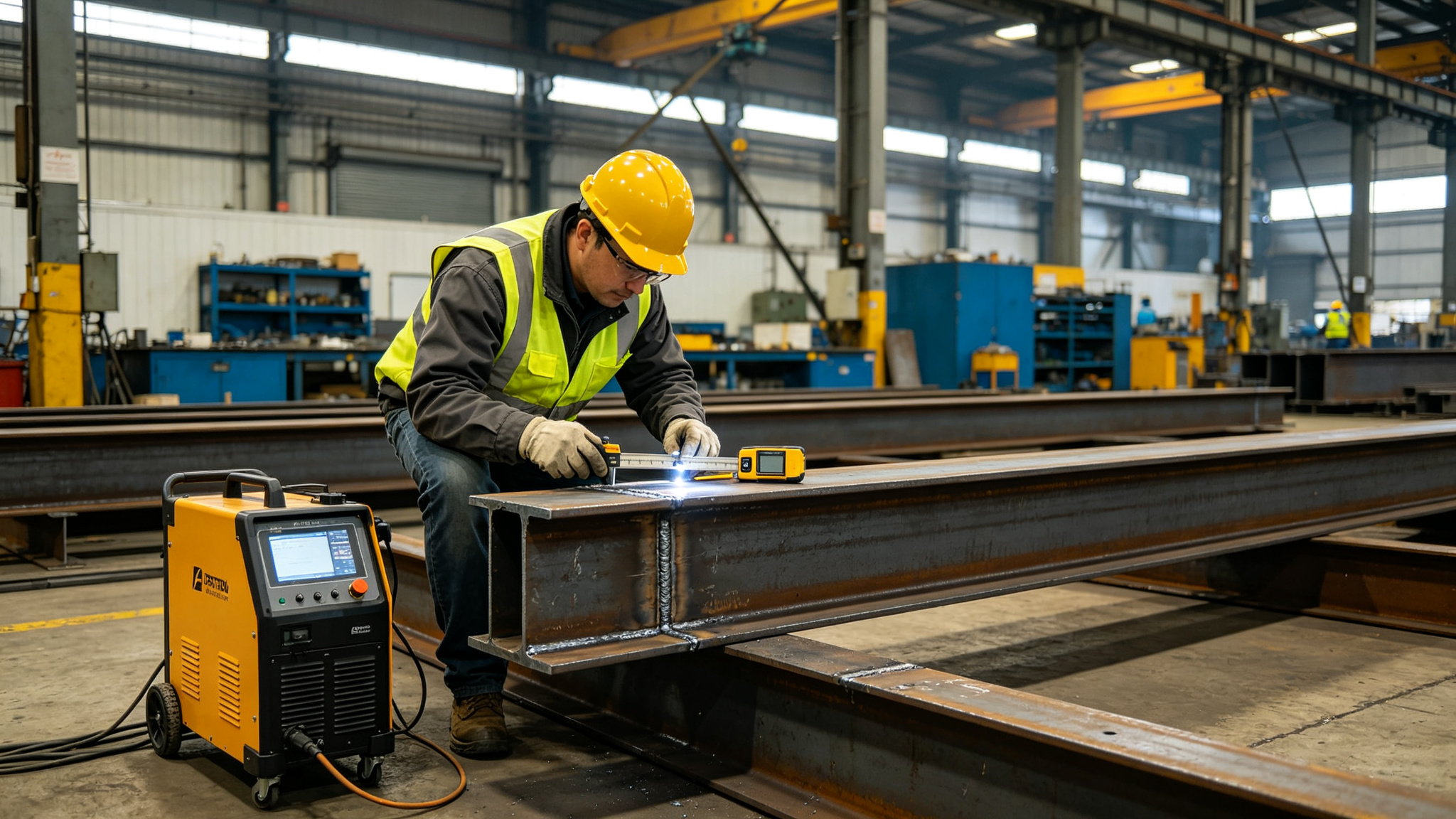 Welding quality inspection on steel beam