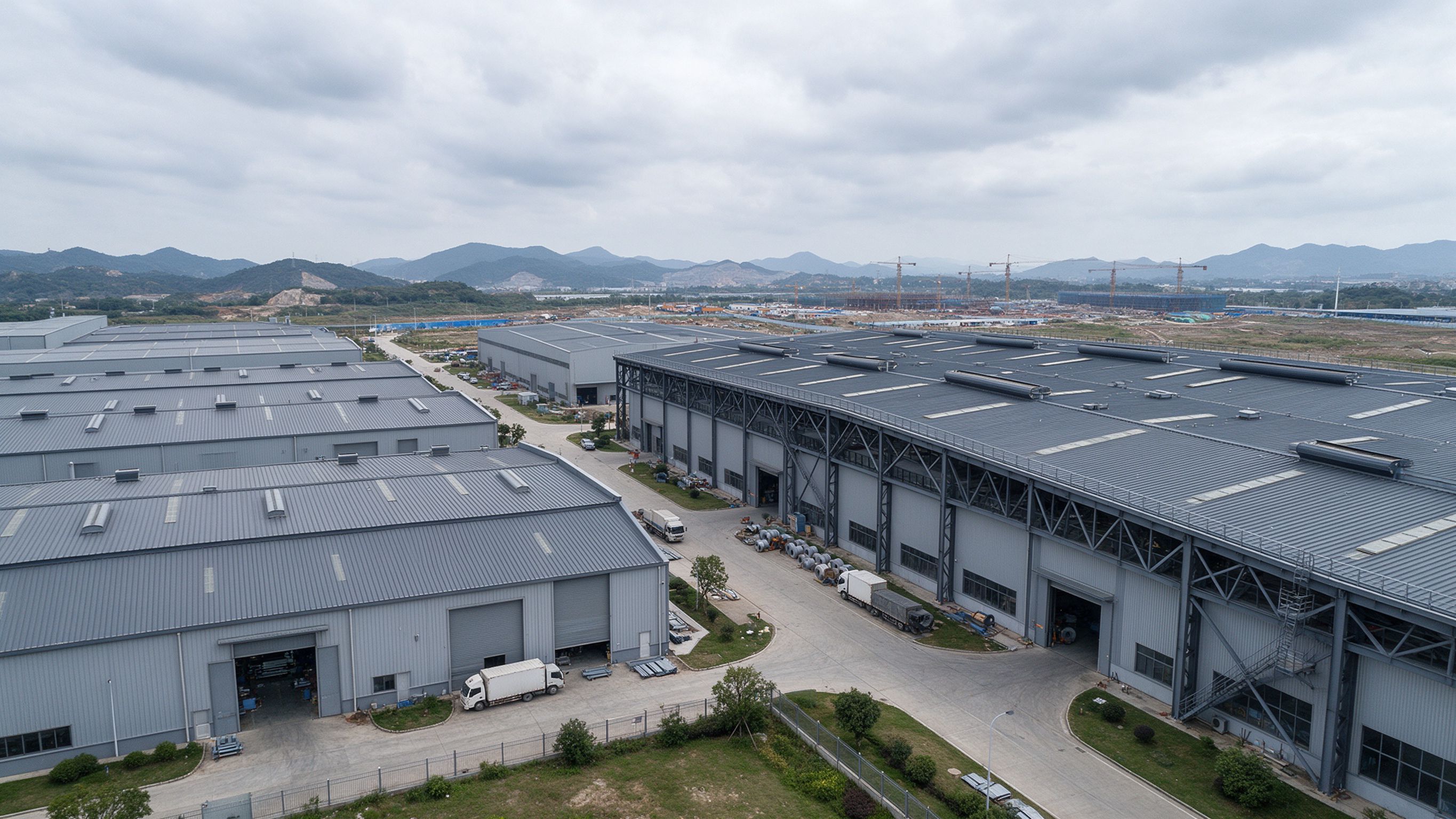 Campus of steel buildings