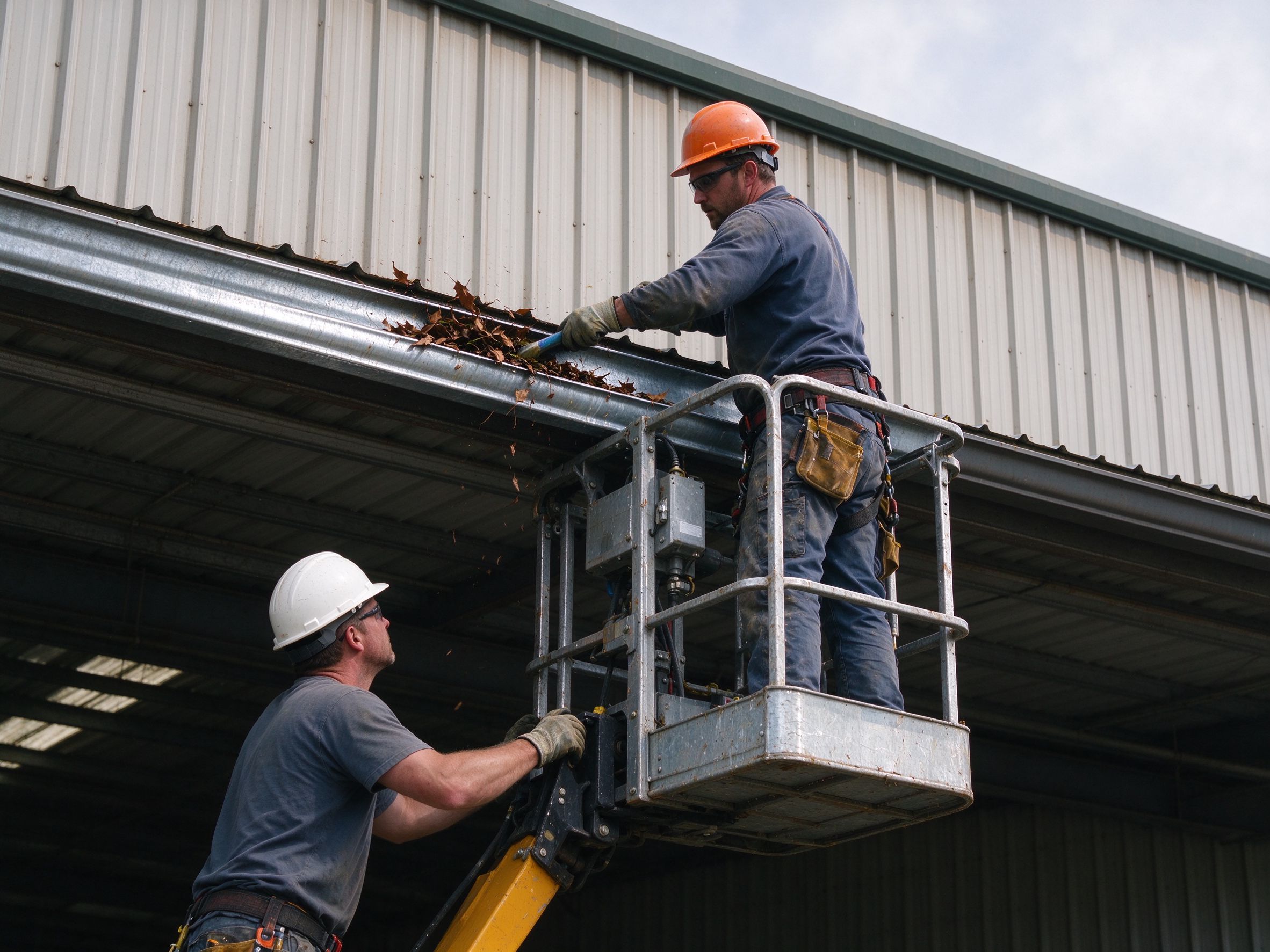 Gutter and drainage inspection at the eave (illustrative concept image)