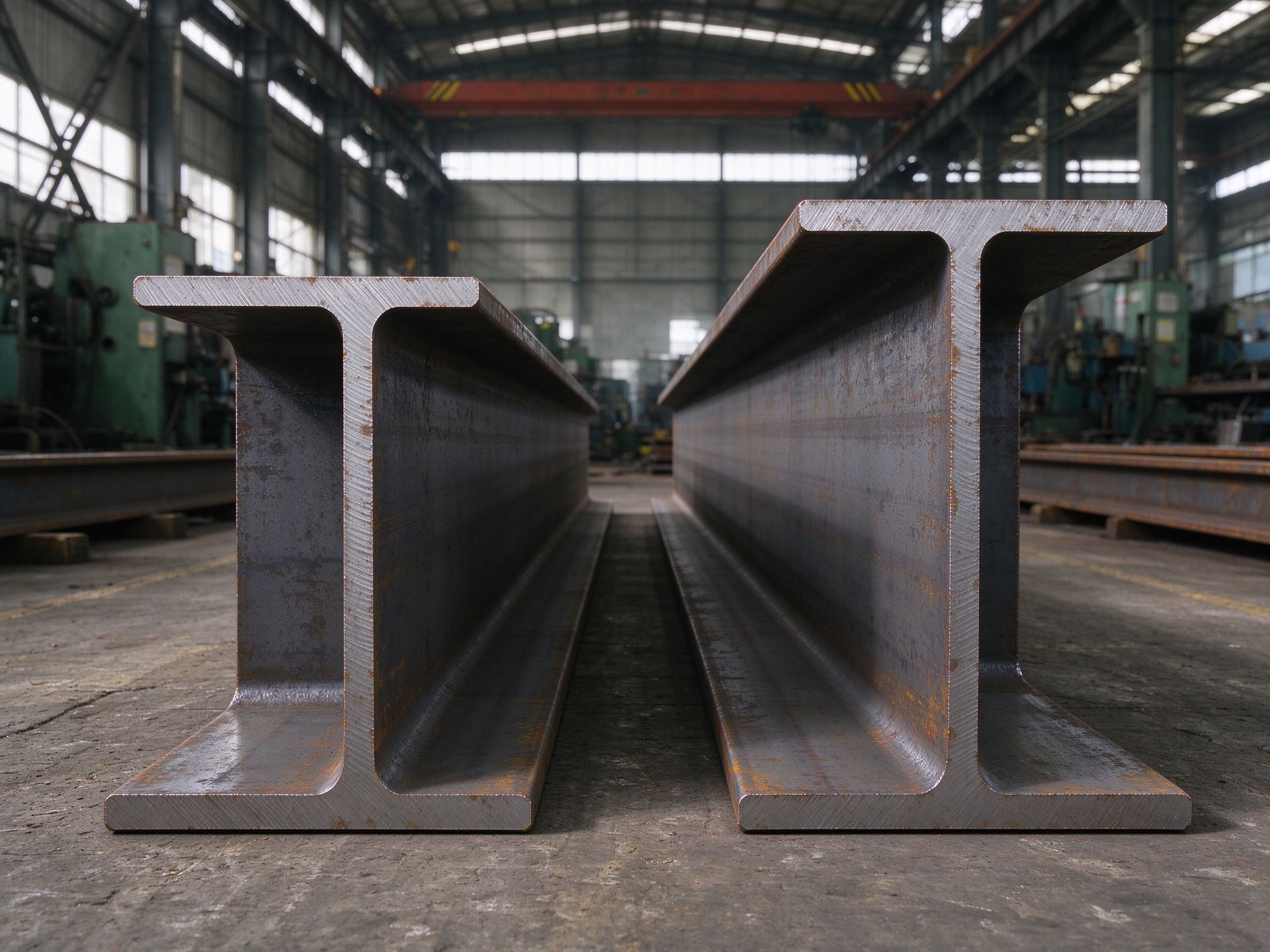 Two steel sections of different sizes placed side by side for comparison (illustrative concept image)