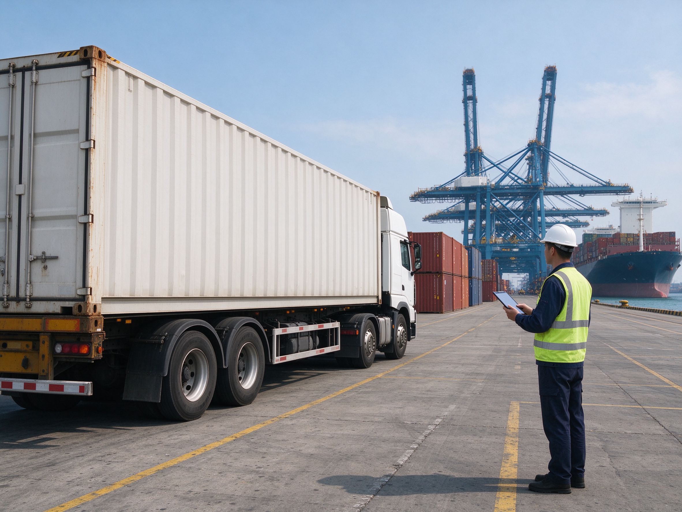 Customs clearance area at the port (illustrative concept image)