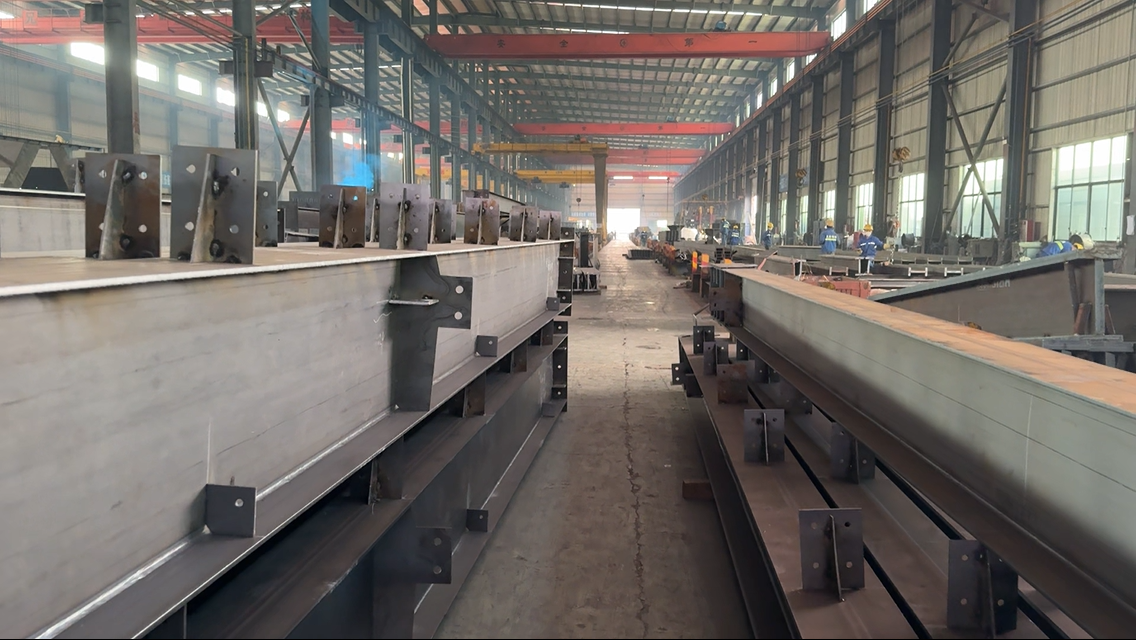 Steel beam fabrication at ZhongSai production base