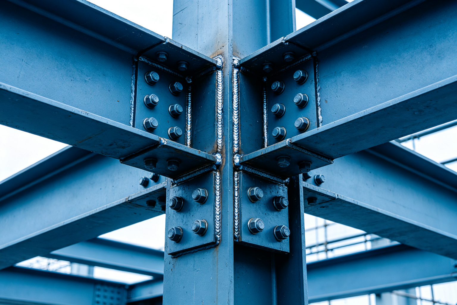 Steel beam-to-column bolted connection detail