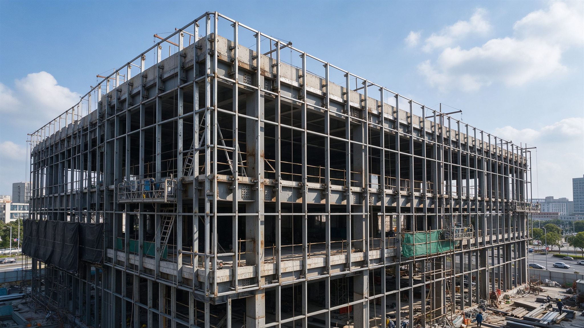 商业建筑幕墙支撑钢框架施工